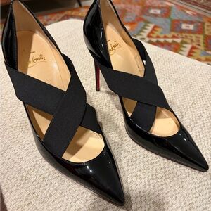 Christian Louboutin Black Crisscross Patent Heels